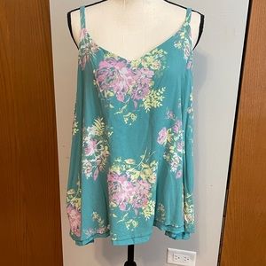 torrid Teal Floral Swing Tank with Pink & Yellow Flowers